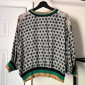 CONDITIONS APPLY honeycomb print batwing dolman boxy shirt top